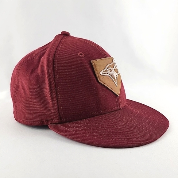 ⭐️3/ $30⭐️ Toronto Blue Jays New Era 59Fifty Ball Cap Burgundy Tan Size 7.5 - Picture 3 of 14